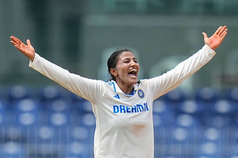 Sneh Rana celebrates a wicket